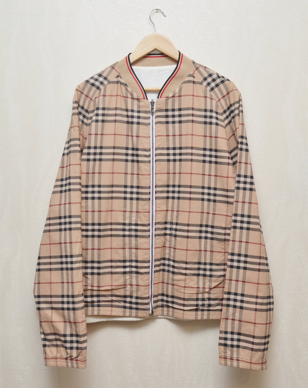 Vintage Burberry Nova Check Reversible Bomber Jacket Size XL RARE 