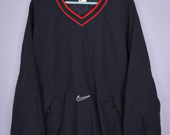 Nike nylon jack sweatshirt met swoosh logo zakken maat XL jaren 90, vintage