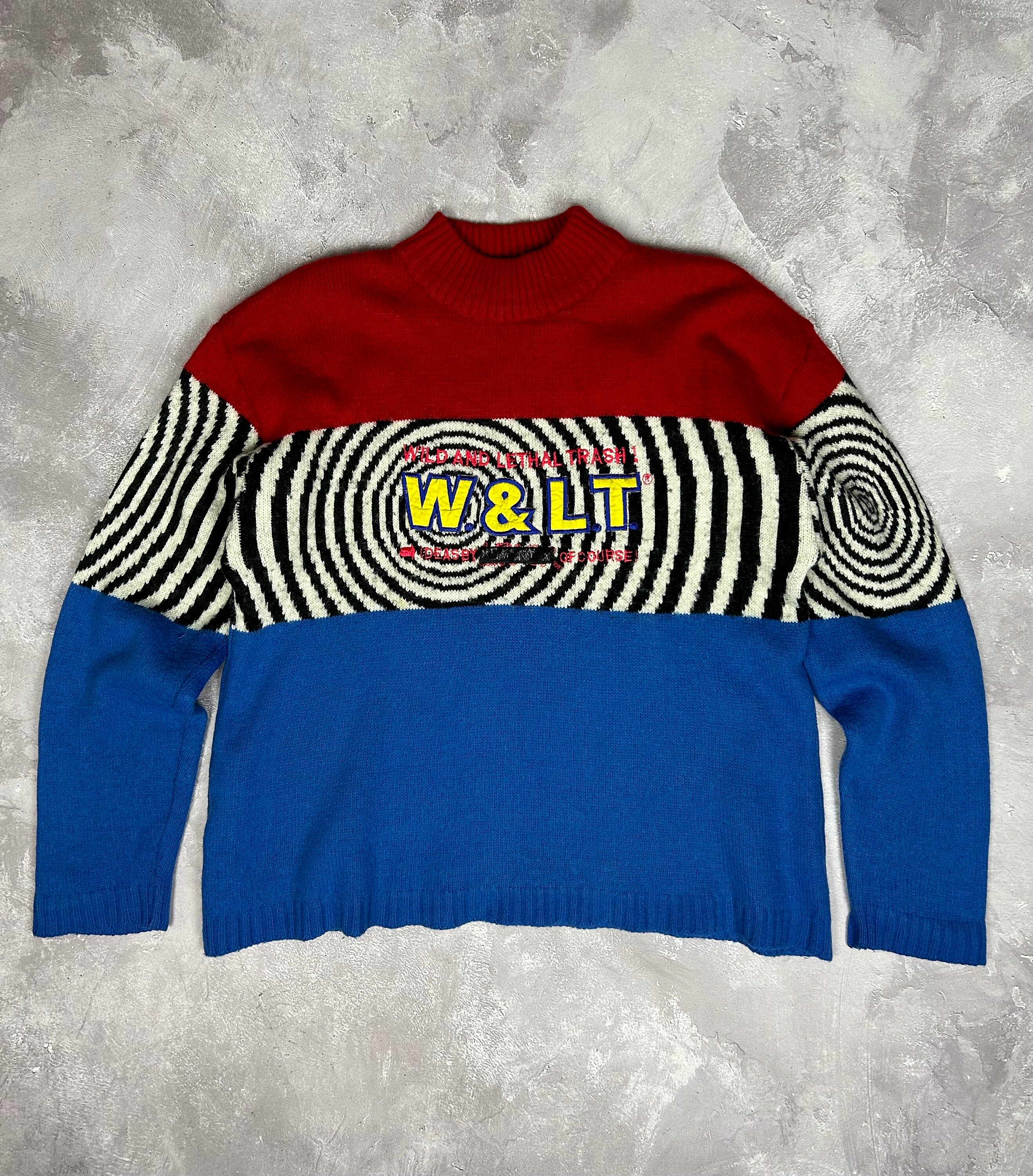 W< Walter Van Beirendonck Big Logo Multicolor Sweater RARE Size M