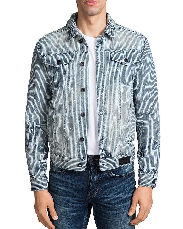 PRPS Hickory Paint-splattered Stripe Denim Jacket Size M