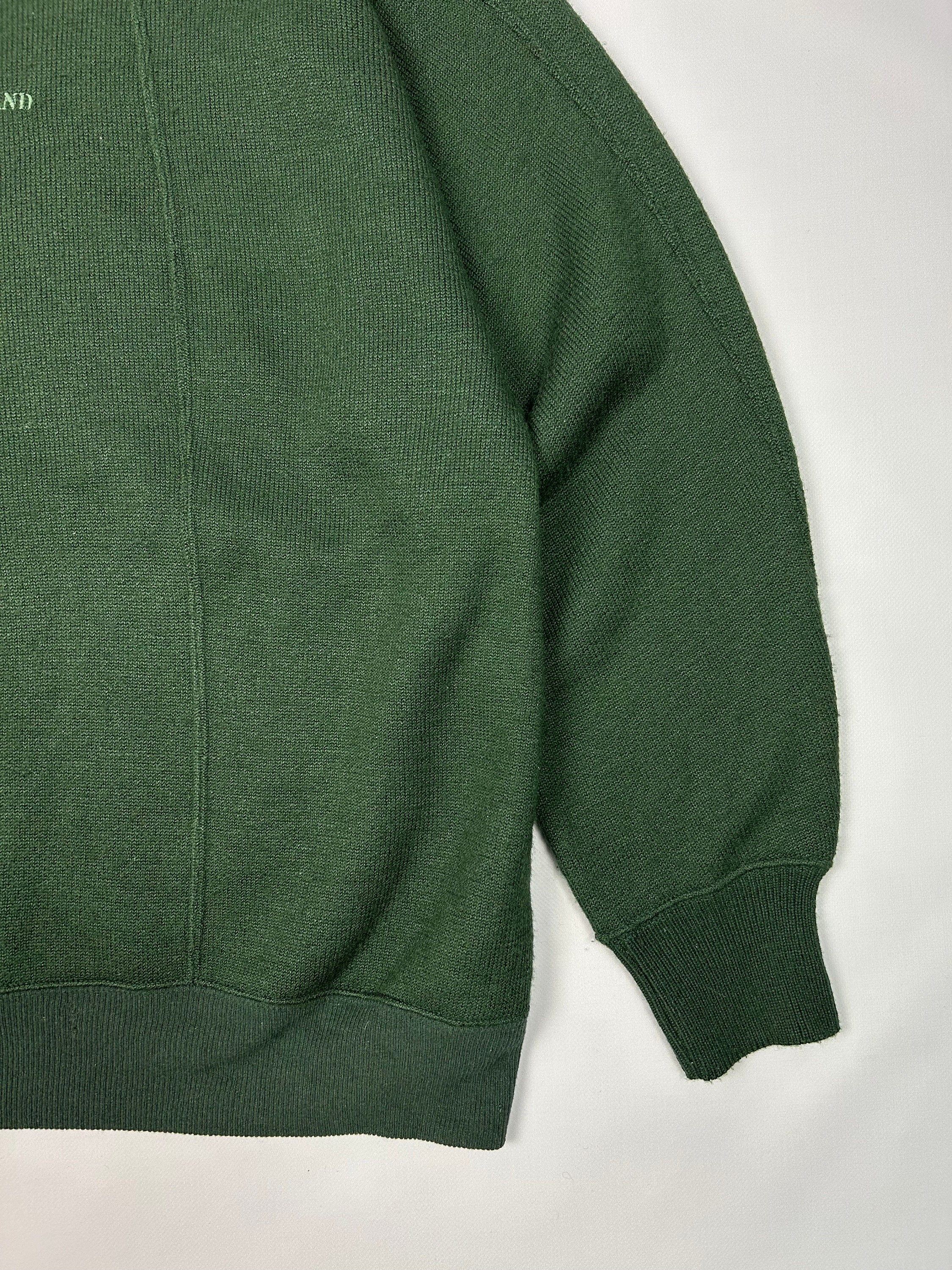 90s 80s Y2k Stone Island Wool Green Sweater Embroided Logo 90s 80s Y2k Stone Island Wool Green Sweater Embroided Logo