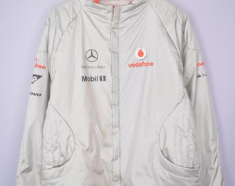 Chaqueta Vodafone McLaren Mercedes gris metalizada talla M Vintage para mujer