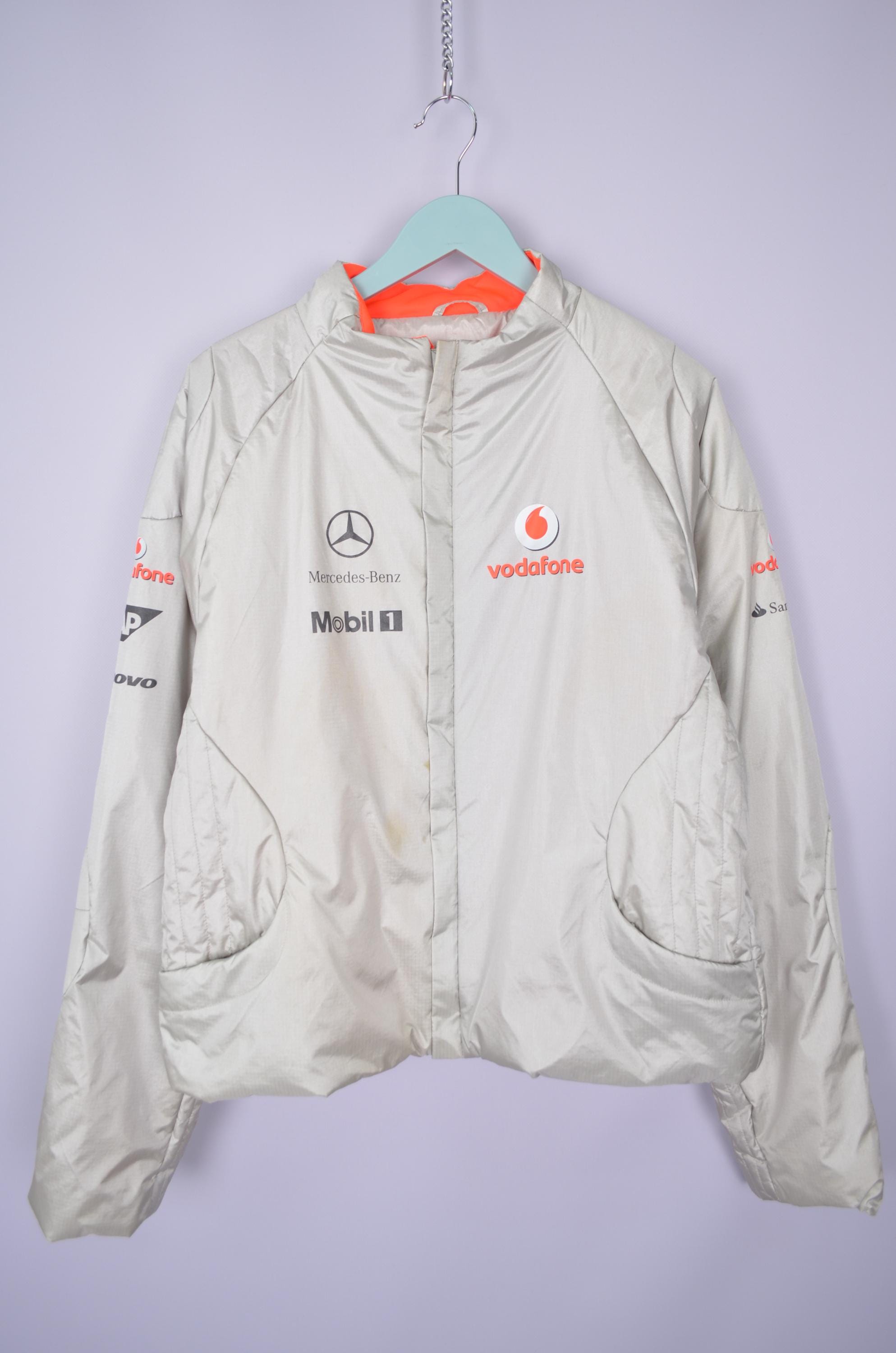 Vodafone Mclaren Mercedes Grey Metallic Jacket Size M Vintage Vodafone Mclaren Mercedes Grey Metallic Jacket Size M Vintage