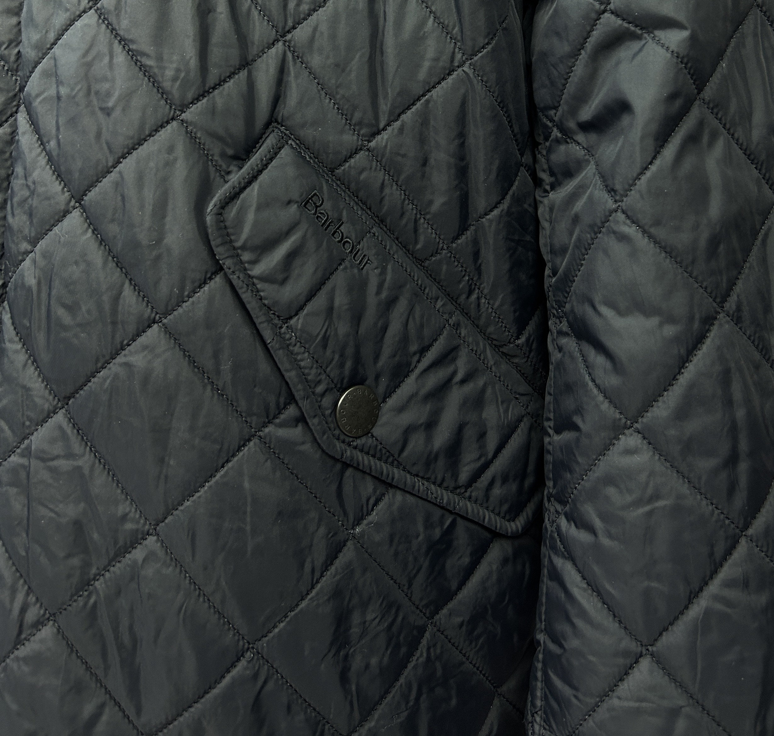 Barbour Chelsea Rib Neck Quilted Black Jacket Size XXL Barbour Chelsea Rib Neck Quilted Black Jacket Size XXL