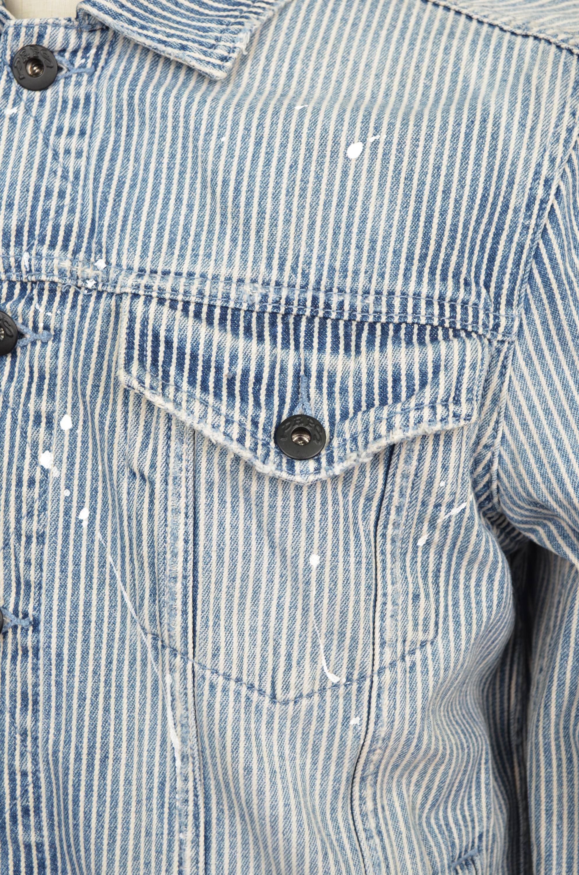 PRPS Hickory Paint-splattered Stripe Denim Jacket Size M