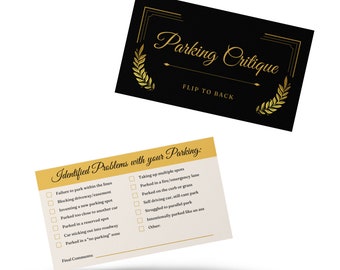 Parking Critique Cards - Set of 50 Double-Sided Cards, Passive Aggressive Windshield Note