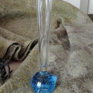 Solifiore in vetro bicolore blu e trasparente