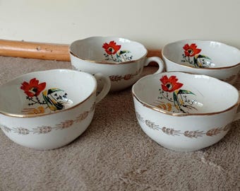 Set Vintage-Kaffeetassen aus Sarreguemines