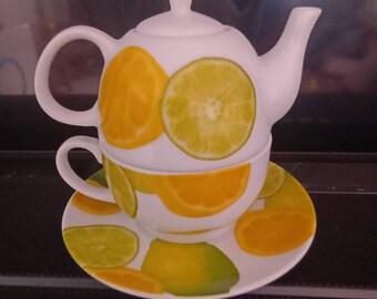 Service à thé individuel motifs citron