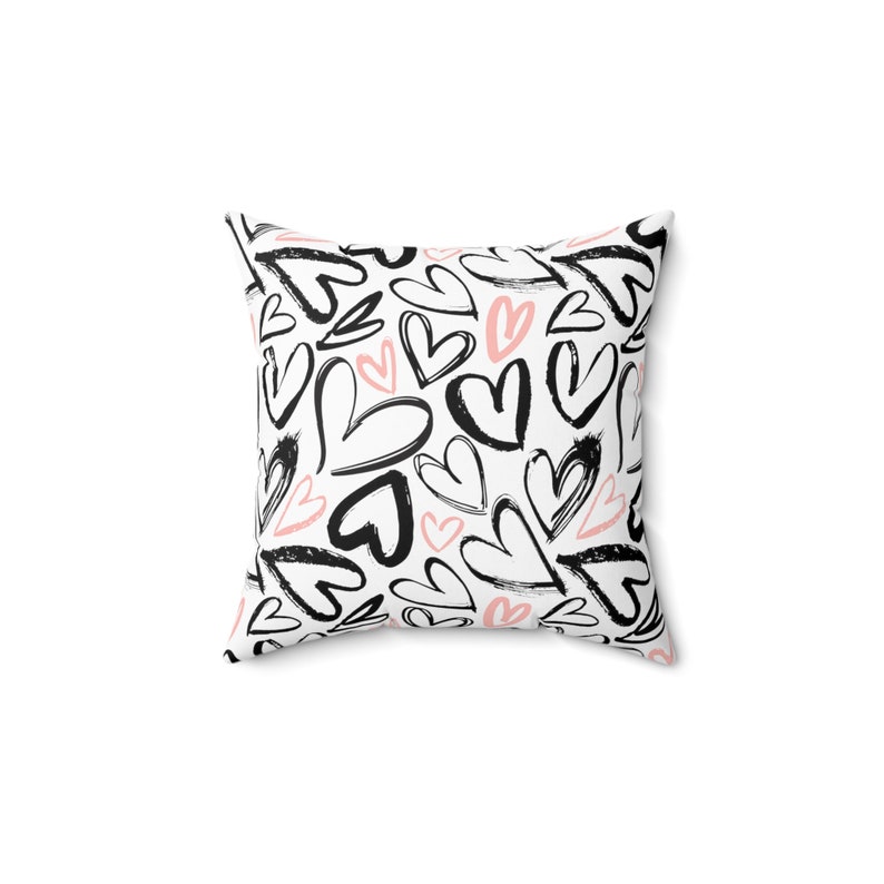 Hearts Decorative Living Room Pillow Happy Valentine's Day Love Spun Polyester Square Pillow image 5