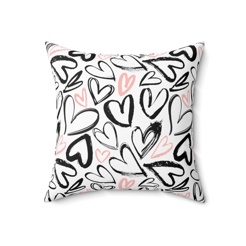 Hearts Decorative Living Room Pillow Happy Valentine's Day Love Spun Polyester Square Pillow image 1