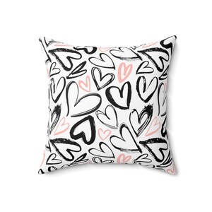 Hearts Decorative Living Room Pillow Happy Valentine's Day Love Spun Polyester Square Pillow image 2