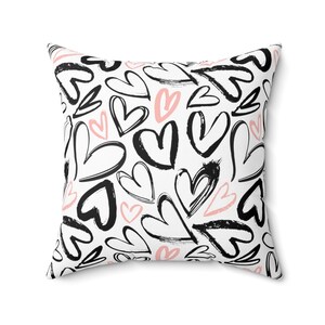 Hearts Decorative Living Room Pillow Happy Valentine's Day Love Spun Polyester Square Pillow image 10