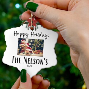 Personalized Family Christmas Ornament, Custom Family Photo Holiday Ceramic Ornament, Family Keepsake Holiday Ornament for Christmas