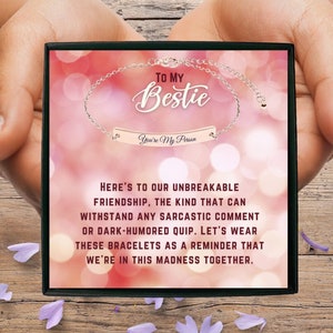 Regalo para mejores amigos Eres mi persona joyería, pulsera de regalo para hermana, pulsera de barra grabada, regalo de cumpleaños para mejor amigo, regalo de Navidad Bff