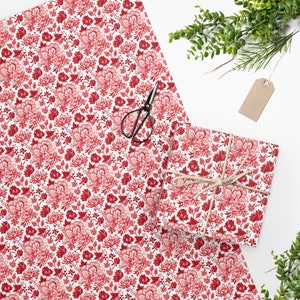 Cute Vintage Christmas Holiday Gift Wrapping Paper, Vintage Floral Gift Wrapping Paper for Birthday Party, Bridal Shower Gift Wrapping Paper