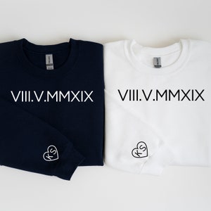 Personalized Roman Numeral Anniversary Date Couples Matching Sweatshirt Gift, Gift for Boyfriend Husband, Engagement Gifts, Valentines Day