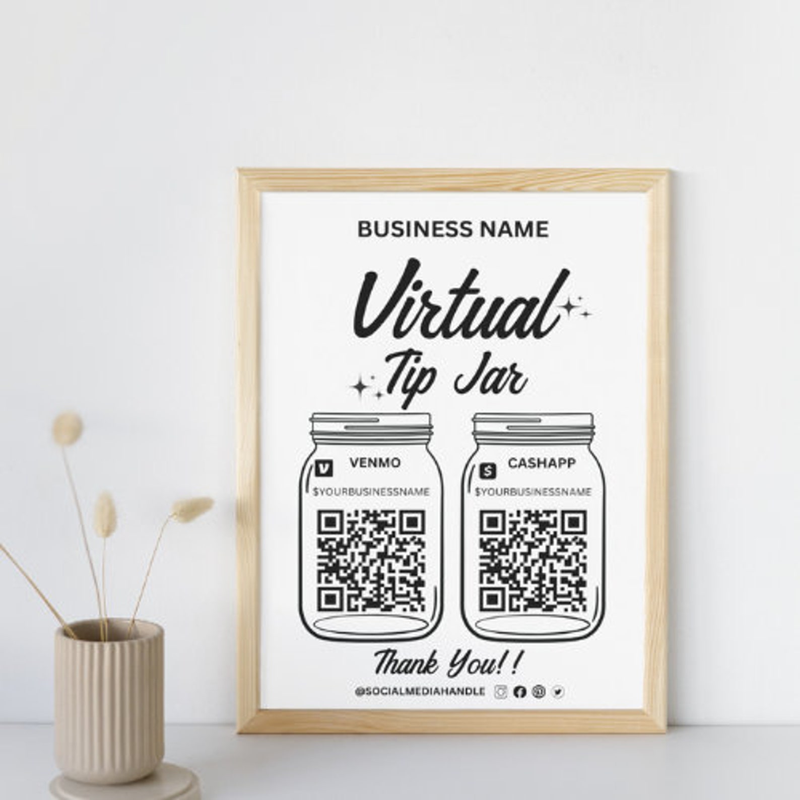Printable Virtual Tip Jar Sign, Venmo Payment Sign, QR Tip Jar Sign ...