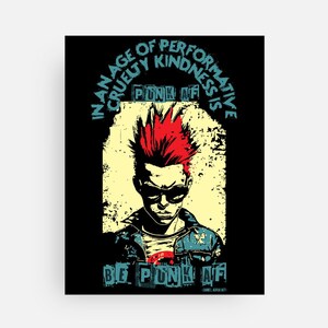 Edgy, punk greeting card with fold and envelope. Kindness is punk AF