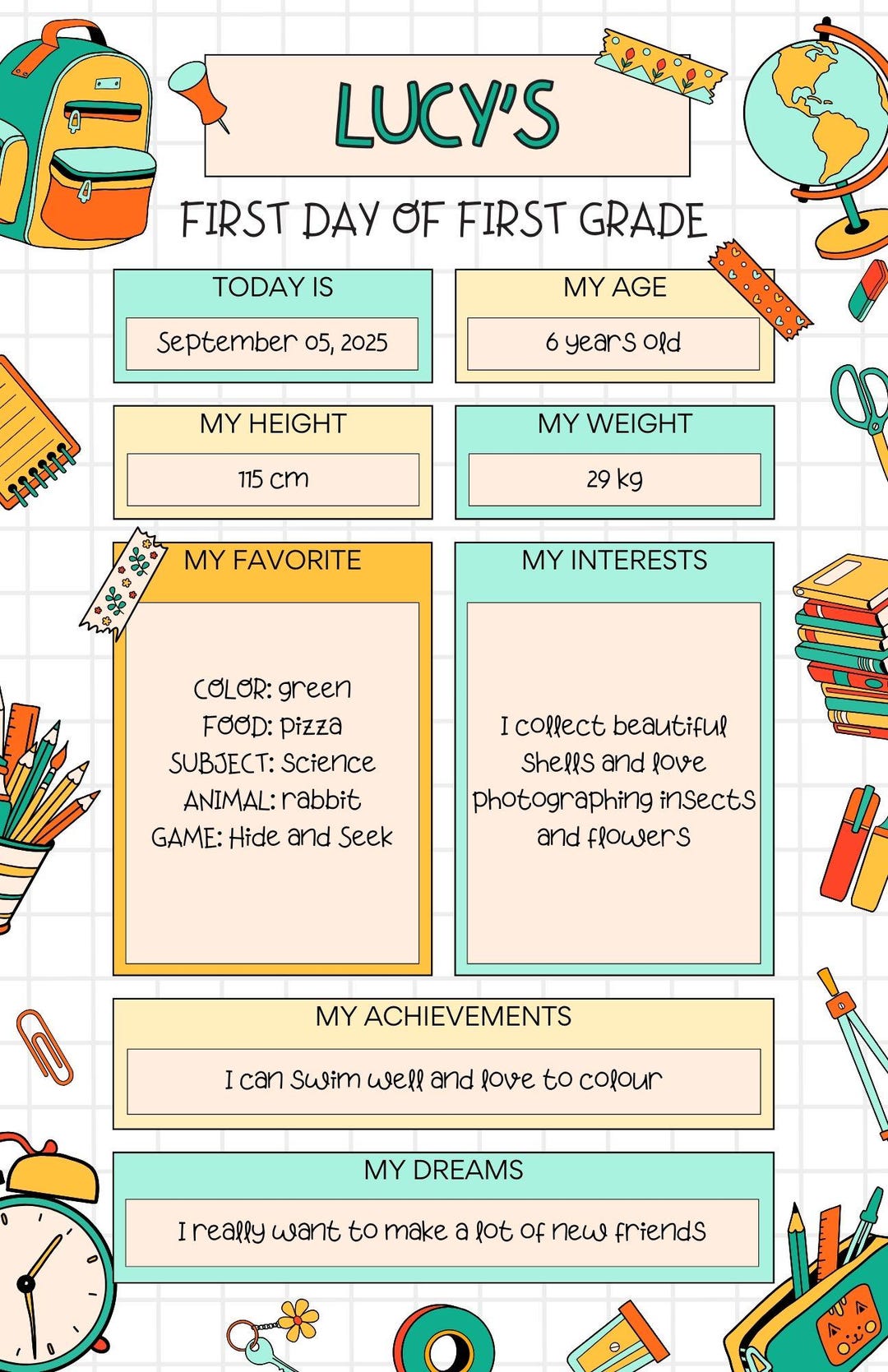 First Day of School Sign | Fill-in the Blank 1st Day of School Sign ...