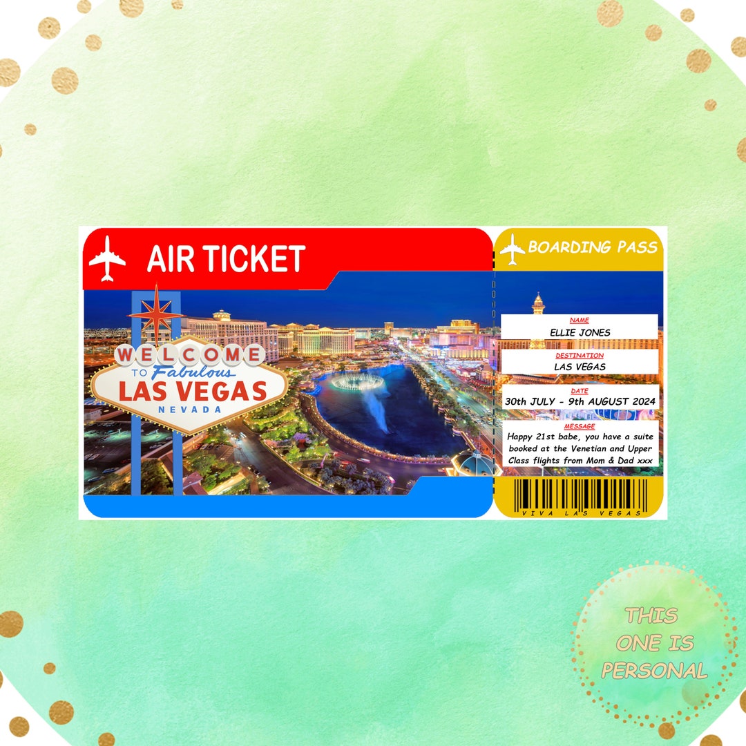 Personalised Las Vegas Boarding Ticket Personalized Las Vegas Etsy