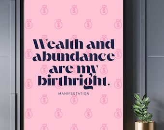 pink wealth manifestation printable poster