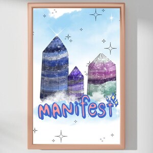 manifestation crystal wall art printable poster instant download decor