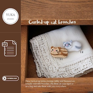 Amigurumi Animal brooch PDF tutorial in English, Cat brooch crochet pattern, Cute amigurumi toys, Cute amigurumi, Crochet brooch