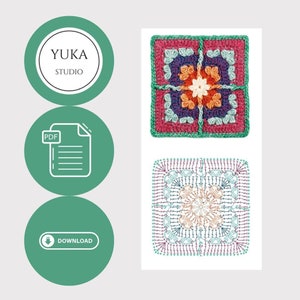 GRANNY SQUARE, CROCHET Square, Add a Pop Of Color To Your Crochet Projects With This Anemone Square Pattern,Easy Solid Granny Square Crochet