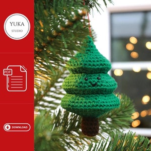Albero di Natale con motivo all&#39;uncinetto, motivo per bambola amigurumi di Natale, motivo con ornamenti per albero di Natale all&#39;uncinetto, motivo regalo di Natale Amigurumi