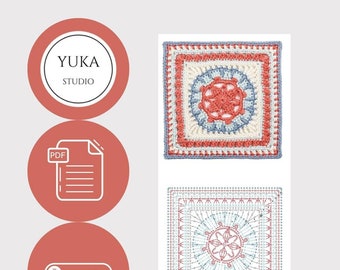 Crochet Square | Crochet Square Pattern | Square Pattern | Puff Stitch | Baby Blanket Square | YUKA's Crochet Creations | Colorful Square