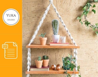 Étagère suspendue en macramé : modèle PDF de suspension pour plantes bohème (téléchargement numérique)