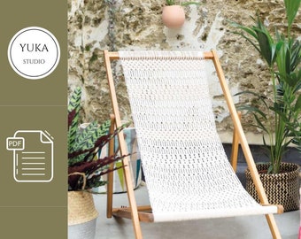 Deck Chair Macrame Pattern Tutorial, Digital Download PDF, DIY Tutorial, Handmade Chair, Macrame hanging chair, Macrame Swing Chair