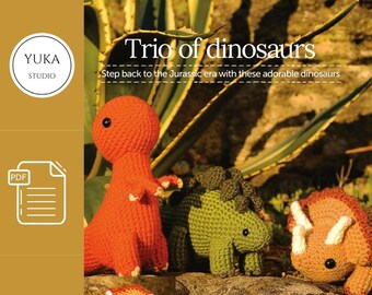 Dinosaur Amigurumi Crochet Pattern: Trio of Jurassic Toys (Digital Download)