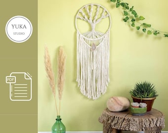 Tutoriel PDF attrape-rêves en macramé : arbre de vie à accrocher au mur à faire soi-même