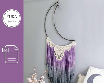 Macrame Dreamcatcher Pattern: Moon Wall Hanging DIY (PDF)