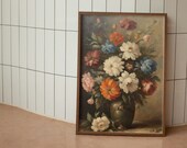 Vintage Floral Oil Painting: Moody Botanical Print (Digital Download)