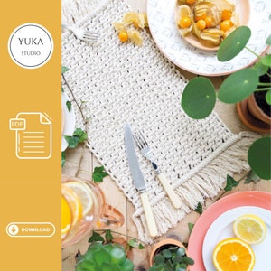 Macrame Table Runner Pattern, Instant Digital download of Written PDF with photos by ButOneString, Beginner DIY Macrame Pattern