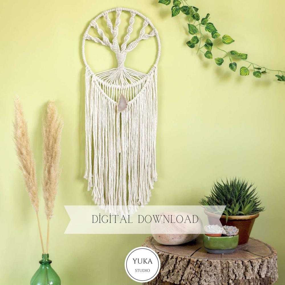 Macrame Tree of Life Dream Catcher Pattern: Boho Wall Hanging DIY (PDF ...