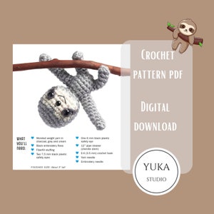 PATTERN: Sammy the Sloth - Crochet sloth pattern - amigurumi sloth - crocheted sloths pattern - PDF crochet pattern - English only