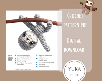 Crochet Sloth Pattern: Sammy Amigurumi (PDF Pattern)