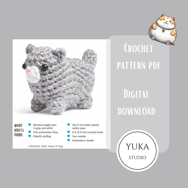 PATTERN: Fat Cat the Kitty Amigurumi, Crocheted Cat Pattern, Kitten Toy Tutorial, PDF Crochet Pattern