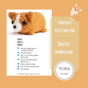 Crochet Dog Pattern - crochet easy corgi plushie - amigurumi plush dog pattern - PDF crochet pattern - English Only