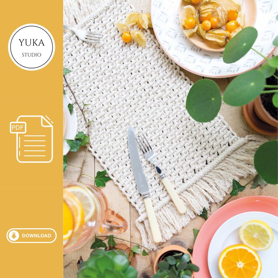Macrame Table Runner Pattern, Instant Digital Download of Written PDF