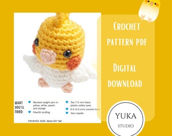 Patroon gehaakte valkparkiet: amigurumi-vogel (pdf-patroon)