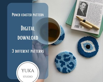 Mönster för Punch Needle-muggmatta: Garnkonstbroderi (digital nedladdning)