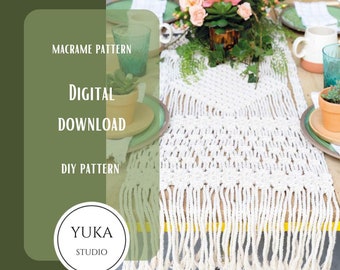 Macramé tafelloper pdf-zelfstudie: boho-huisdecoratie (digitale download)