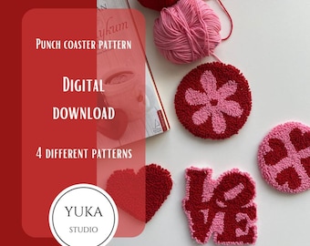 Mönster för Punch Needle-muggmatta: Garnkonstbroderi (digital nedladdning)