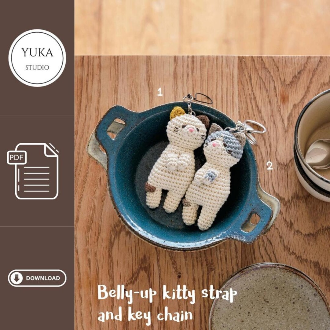 Crochet Cat Keychain: Handmade Amigurumi Kitty, Customizable Colors - Etsy