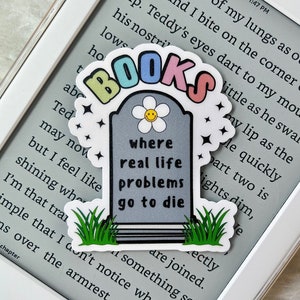 Libros • Donde mueren los problemas de la vida real • Etiqueta adhesiva mate